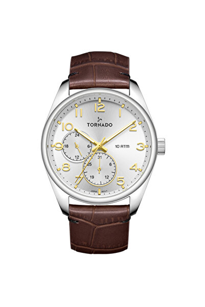Tornado ساعة سيليستيا كلاسيك للرجال متعددة الوظائف بمينا أبيض - T25102-SLDW