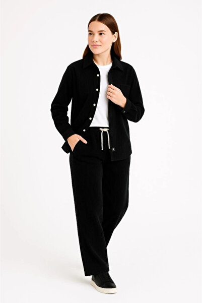 Silerra Velvet Oversized Set – Shirt and Pants Two-Piece Set Smoked Corduroy Elegance, Comfortable and Elegant Posture Yum