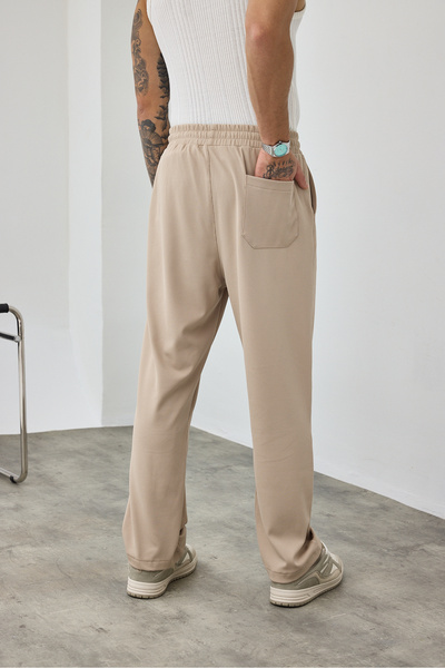 MADZEYMODA Premium Men's Baggy Fit Jacquard Beige Jogger Pants Ls-22069