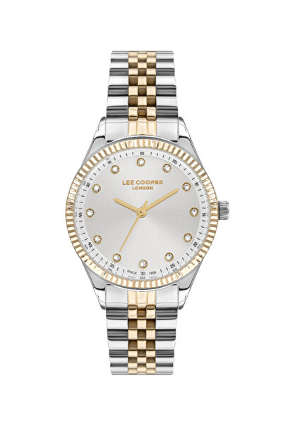 Lee Cooper ساعة نسائية تناظرية بمينا فضي - LC07310.230