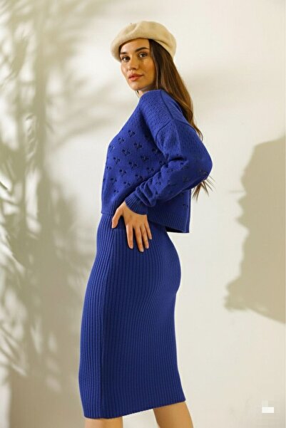 Cemre Life Women's Lace-Like Knit Sweater Dress
