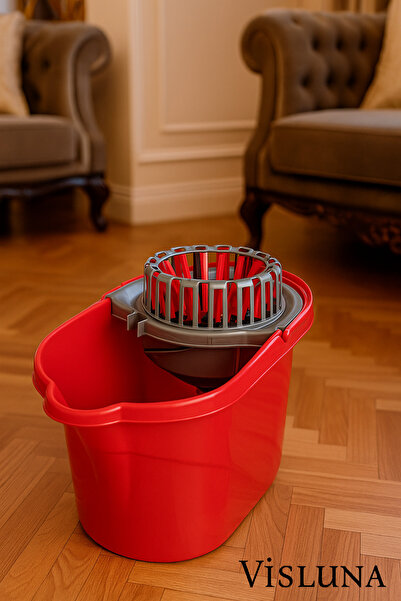 VİSLUNA Klasik Yaylı Ve Döner Sıkma Hazneli Pratik Temizlik Kovası 17 Litre K...