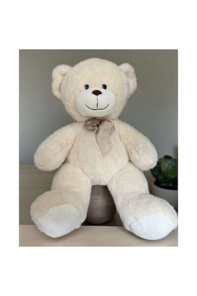 Bloome Cream plush teddy with beige bow - 60 cm - romantic gift or for children