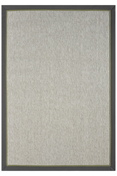 SEYRAN HALI Bombay Gri Halı Antrasit Yeşil Bordürlü Kolay Temizlenen Hasır Do...