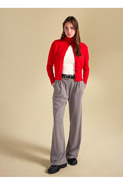 People By Fabrika Standart Bel Relaxed Gri Melanj Kadın Pantolon PBF5WL-PNT9523