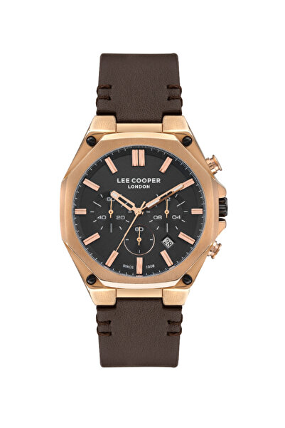 Lee Cooper ساعة رجالية متعددة الوظائف بمينا أسود - LC07318.452
