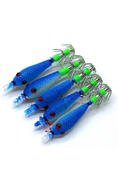 Choice خطاف صيد أنبوبي متوهج أزرق بطول 6 سم، خطاف صيد ناعم على شكل حبار، خطاف...