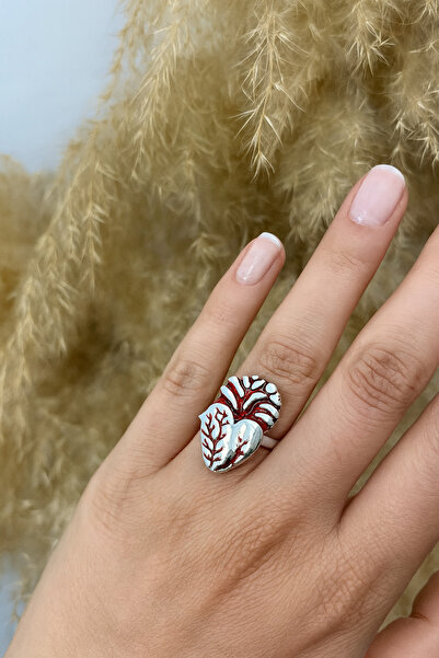 Herşey Nota خاتم على شكل قلب بشري أحمر قوطي - رمز للشغف الحقيقي والقوة والأنا...