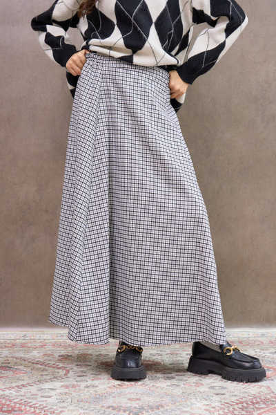 KÜÇÜĞÜM BUTİK Сірий чотиричастий спідниця в клітинку