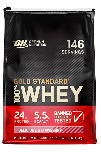 ON Optimum Nutrition Optimum Nutrition Gold Standard 100% Whey Protein Powder - Delicious Strawberry, 10 lb (4.53 kg)