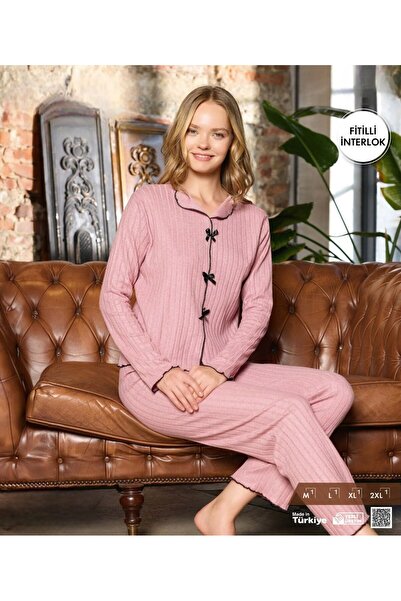 Hirazenmoda Set de pijamale interlock material reiat pentru femei, cu mâneci ...