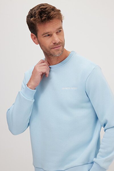 Tudors Чоловічий Relax Fit бавовняний 3-нитковий м'який трикотаж з флісовою підкладкою, велосипедний комір, синій спортивний костюм