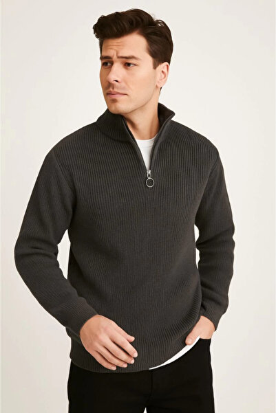 buğrahayalin Men's Half-Zip Knit Sweater – Thessaloniki Knit, Stand-Up Collar...