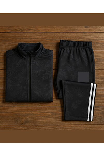 YusGos Women's Zippered Scuba Fabric High Quality Bottom Top Leafed Sports Tracksuit Set (Anthracite)