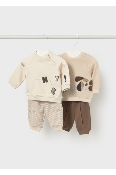 MAYORAL Boy's Tracksuit Bottoms Set Beige 4 Pieces