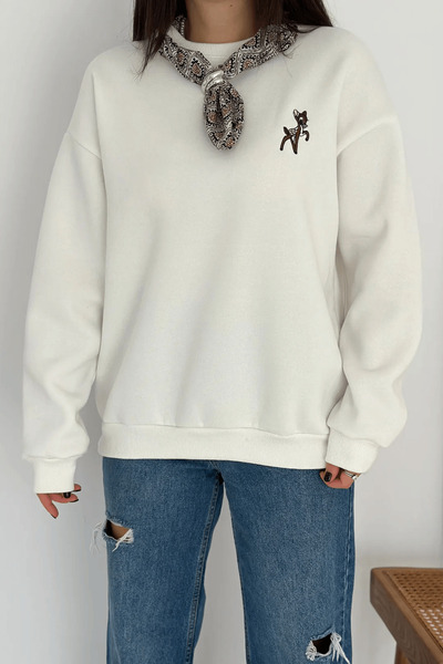 cemo Women's Decorative Collar Lycra Sweatshirt – Comfortable & Stylish