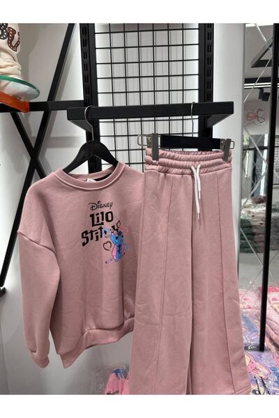 aybabykids Stitch με τύπωμα 3 Thread Ş επένδυση fleece Σετ αθλητικής φόρμας για κορίτσια Σετ δύο τεμαχίων