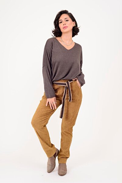 Park Moda 22036 Belt-Detail Trousers in Tubular Velvet