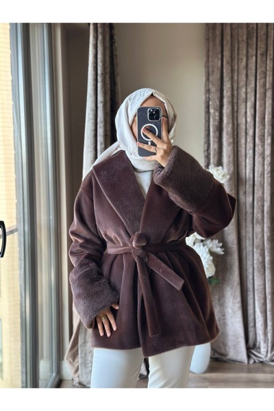 MISEY BOUTIQUE KOLU KÜRK DETAYLI ANGORA KABAN