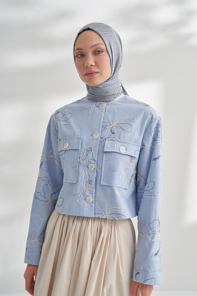 ARMANDA Nanya Jakar Line Pattern Shawl - Gray