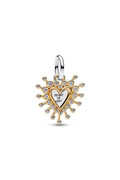 Pandora Parlak Kalp Çift Sallantılı Charm