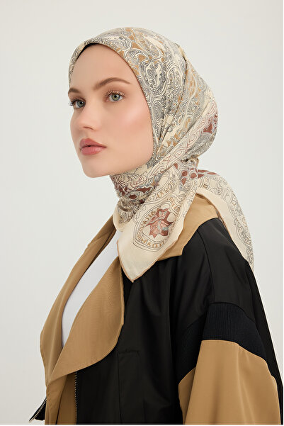 ipekistanbul وشاح إيفيليا منقوش - حب لا نهاية له - مينك فاتح