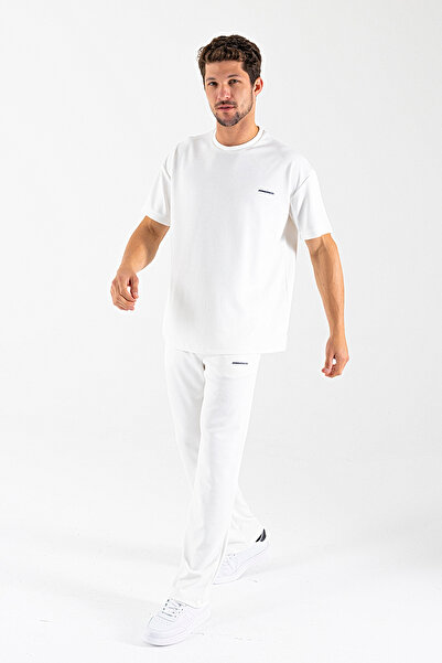 JB John Borners Men's Short Sleeve Elastic Waist Tracksuit Set White - 25Y 7852Â