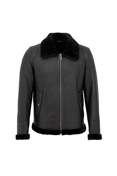 Tergan Siyah Hakiki Deri Erkek Hakiki Deri Mont - E23BKM310474-D51