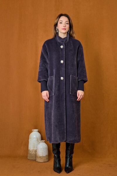 Puane Kadın Düğme Detaylı Çıtçıtlı Kaban - 15231KBN - ANTRACITE