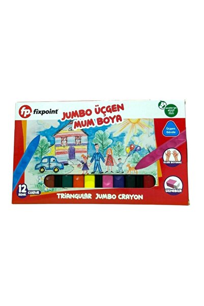 FixPoint Jumbo Üçgen Mum Boya 12 Renk