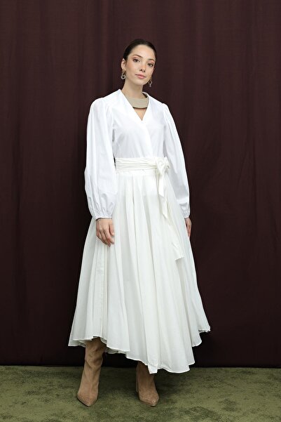 Soul Жіноча спідниця з поясом та асиметричним кроєм - 32420ETK - ECRU