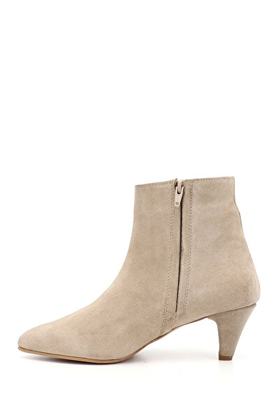 GÖNDERİ(R) Kadın / Kız Bej Süet Fermuarlı Sivri Burun Hakiki Deri Bot