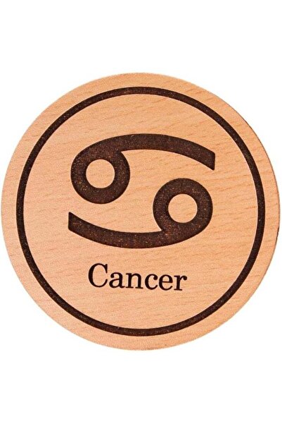 Matex Wooden Coaster - Laser-Engraved, Melamine-Coated (Cancer Zodiac), 9.5 cm
