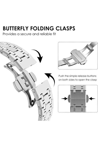 Generic Stainless Steel Band for Apple Watch (49/46/45/44/42mm) - Silver