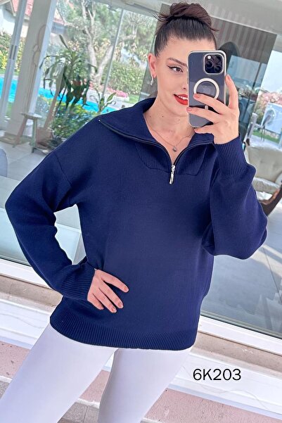 İnce Topuk بلوزة تريكو بسحاب نصفي 6k203