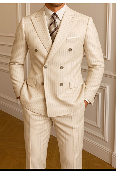 town walker Erkek Çizgili Kruvaze Takım Elbise