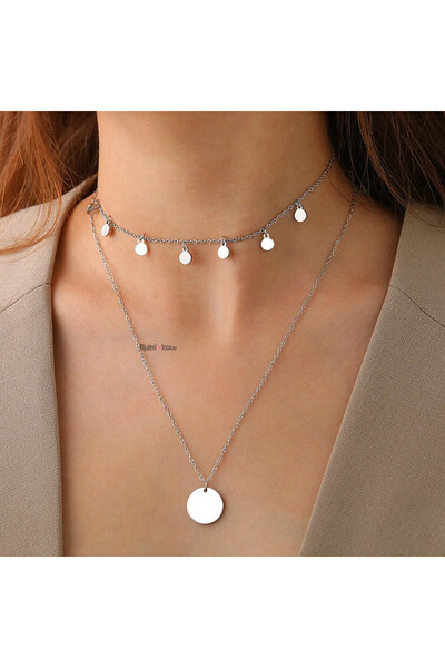 KEVSA Jewelry Colier din oțel inoxidabil cu monede norocoase - LPD1267