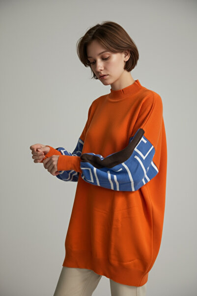 NEWCO Patterned Loose Oversized Standard Fit Comfortable Cut Knit Sweater