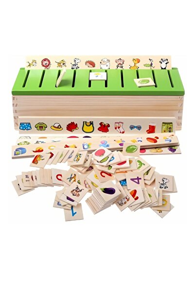 MACVI ® Set de jucării educative din lemn cu cutie și cărți, dezvoltă coordonarea mână-ochi și matematica, 3+