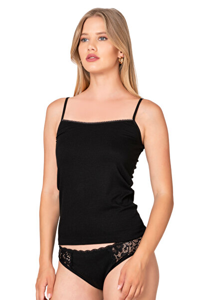 ÖZKAN underwear Özkan 27218 Women's Premium Viscose Fabric Ribbed Knit Corded Fabric Flexible Comfortable String Strap Undershirt