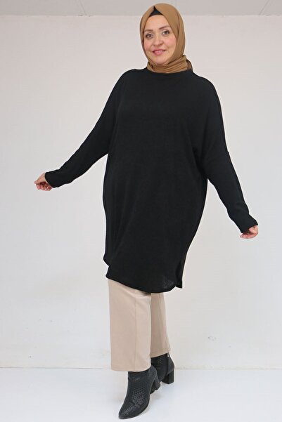Eslina 58156 Plus Size Basic Mir Tunic - Black