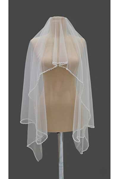 Pusula Marketim Minik İnci İşlemeli Özel Tasarım Duvak