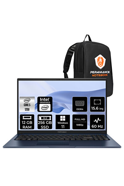 ASUS VivoBook 15 Intel Core 5 120U 12GB 256GB SSD 15.6" FHD W11H Taşınabilir ...