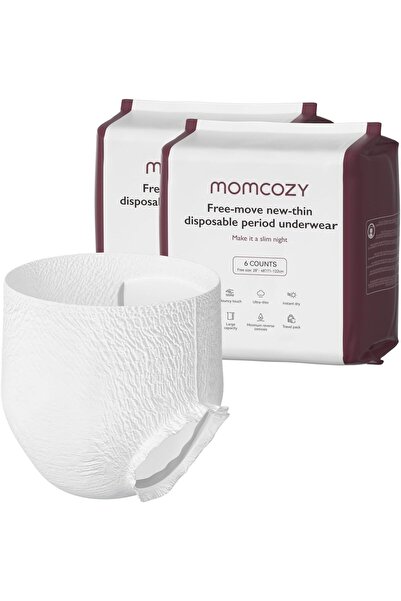 Momcozy Postpartum Disposable Underwear, 12 PCS No Leak New-Thin Built-in Pad...