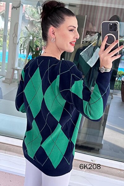 İnce Topuk Baklava Pattern Knitwear Tunic 6K208