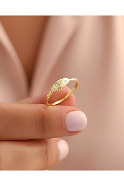 İNDİGO TAKI Nova Oval İsimli 14 Ayar Altın Yüzük