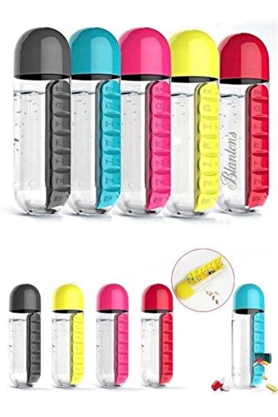 AbaTech 600 ml Dark Pink Water Bottle with 7-Day Medicine Storage Box and Compartment