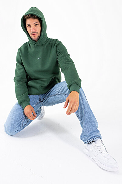 JB John Borners Ανδρικό φούτερ με τσέπες καγκουρό με κουκούλα με τύπωμα πράσι...