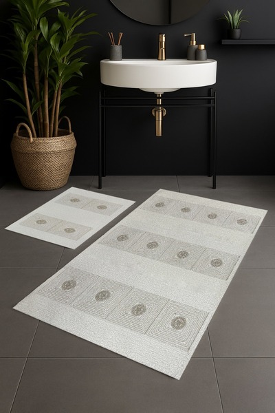 Veldena Helya 2'li Banyo Paspas Takımı Ekru Kahve