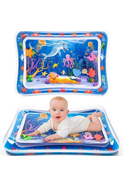MACVI ® Water Play Mat for Babies, Sensory Activity Center, Dolphin Design, 66x50 cm, Blue, PVC